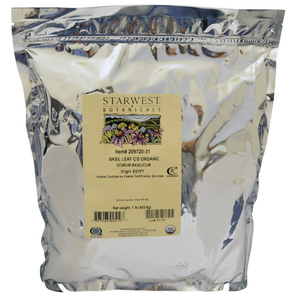 Starwest Botanicals Organic, Basil Leaf C/S , 1 lb (453.6 g) Walmart
