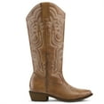 thumbnail image 4 of Pennysue Cowboy Boots For Women Light Brown Knee High Western Cowgirl Boots Snip Toe Side Zipper Chunky Heel Size 6, 4 of 6