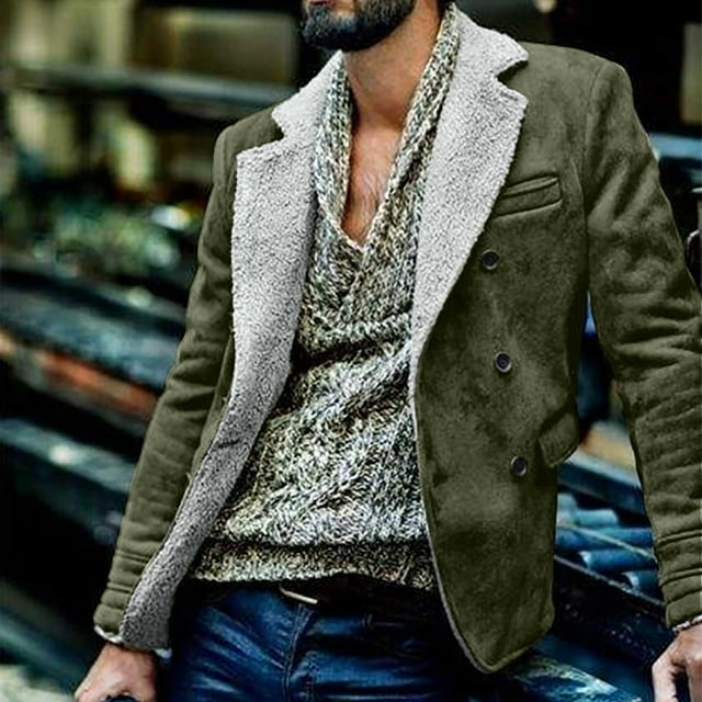 Qertyioot Tops for Men Fall Winter Casual Long Sleeve Button Fashion Jacket