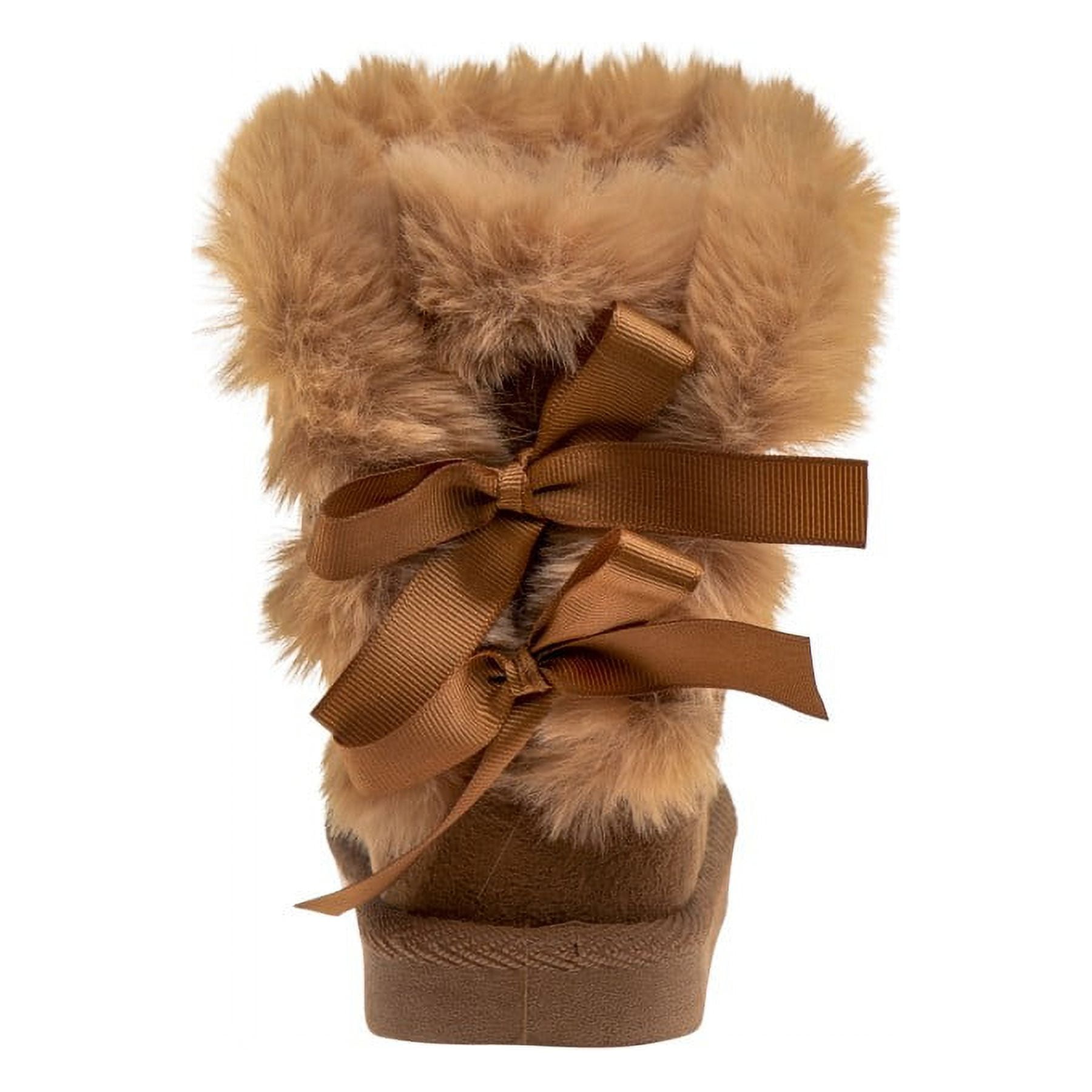 Josmo Girls Classic Simple Faux Fur Cozy Winter Boots - Wheat, 13