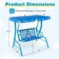 thumbnail image 3 of Costway 2-Seater Toddler Porch Swing Chair with Metal Stand Adjustable Canopy Safety Belts Blue, 3 of 9