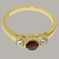 thumbnail image 6 of LBG British Made 18k Yellow Gold ring with Natural Garnet & Cultured Pearl Womens Engagement Ring - 33 size options - Size 11, 6 of 7