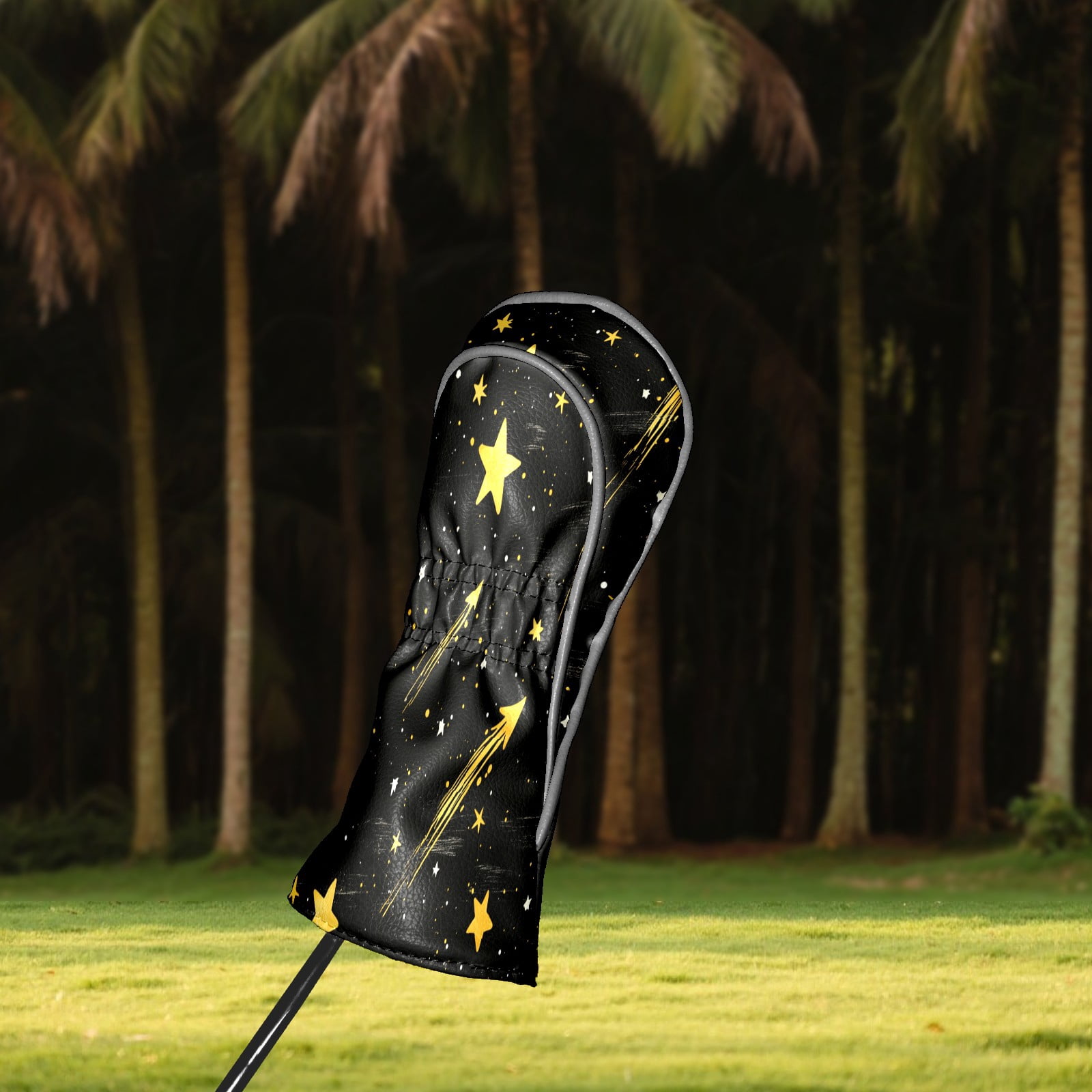 Golf Club Covers PU Leather Waterproof Head Covers for Fairway Woods Hybrids Golden Shooting Star