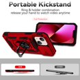 thumbnail image 4 of iPhone 13 Case,Dteck Shockproof Rubber Rugged Case Hybrid Hard Ring Holder Kickstand Slide Camera Lens Protector Cover for Apple iPhone 13,Red, 4 of 8