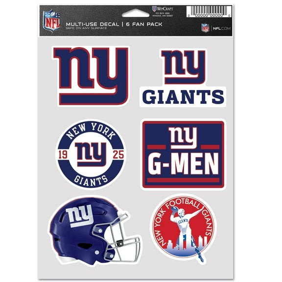 NFL New York Giants Prime 5" x 7.75" Six Fan Decal