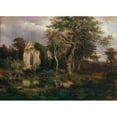 thumbnail image 3 of Ludwig Halauska 24x18 Black Modern Framed Museum Art Print Titled - Kirchenruine (1864), 3 of 5