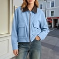 thumbnail image 4 of VSSSJ Women's Corduroy Jacket Full Zip Up Long Sleeve Collared Casual Lightweight Fall Winter Jackets Coat Outerwear with Pockets Sky Blue XS, 4 of 8