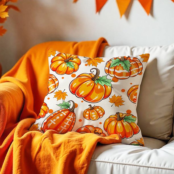 Funda de almohada del festival de la cosecha de calabazas, funda de almohada otoñal para fiesta de Acción de Gracias, funda de almohada decorativa para sofá