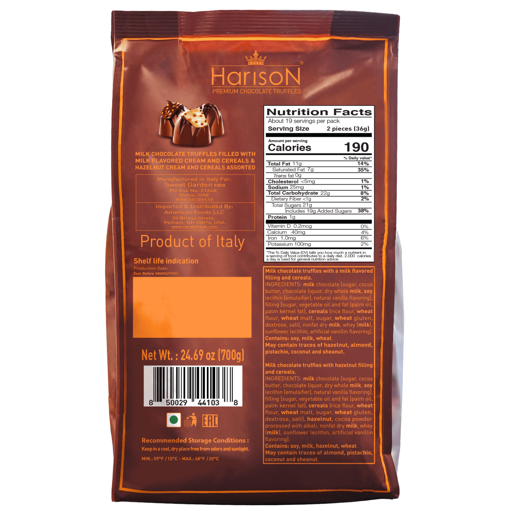 Harison Italian Truffles 24.6 oz - Premium Italian Chocolate