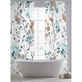 thumbnail image 4 of Teal Brown Spring Floral Sheer Curtains 84 Inch Length 2 Panels Set, Summer Botanical Abstract Voile Window Treatment Rod Pocket Curtains Sheers Drapes for Bedroom/Living Room/Kitchen 52"x84"x2, 4 of 7
