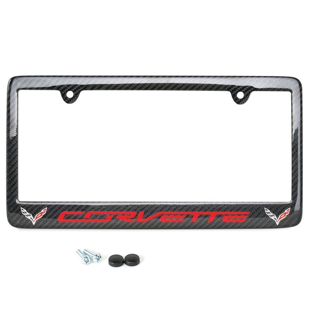 C7 Corvette BLACK License Plate Frame With STINGRAY Logo