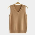 thumbnail image 2 of TTUHYWXI Women’s Sweater Vest V Neck JK Uniform Kint Vests Solid Classic Sleeveless Pullover Sweaters Tops (Khaki, XL), 2 of 4