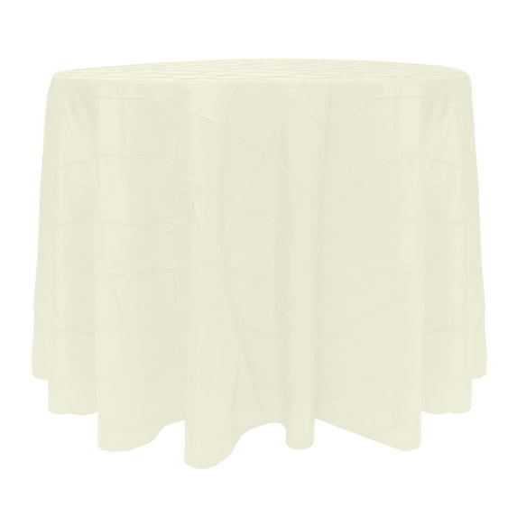 Ultimate Textile (2 Pack) Embroidered Pintuck Taffeta 60-inch Round Tablecloth Ivory Cream