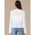 thumbnail image 3 of DARING DIVA Women's Crochet Bolero Shrug Long Sleeve Tie Front Cardigan S White, 3 of 6
