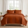 thumbnail image 5 of Dhole 5-Piece Bed in Bag - Twin Size Striped Comforter Sets, Pillowcases & Sheet Collection for Cozy Bedding Sets - Orange, 5 of 10