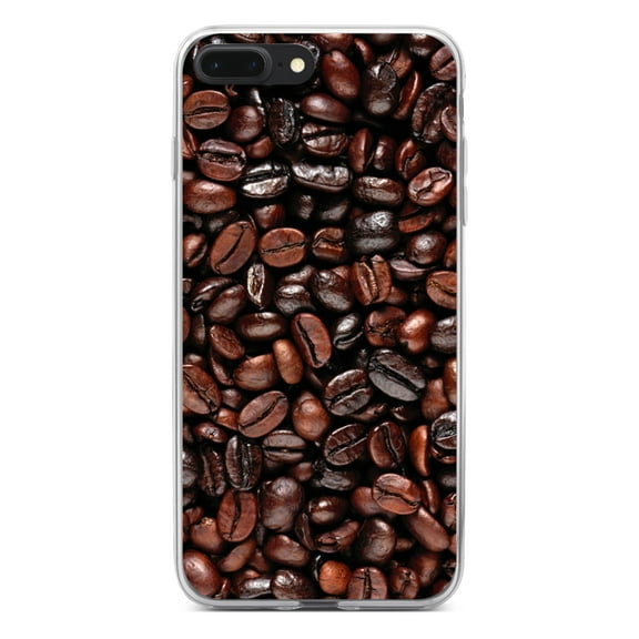 DistinctInk Clear Shockproof Hybrid Case for iPhone 7 PLUS / 8 PLUS (5.5" Screen) - TPU Bumper, Acrylic Back, Tempered Glass Screen Protector - Dark Brown Coffee Beans