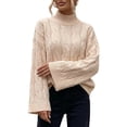 thumbnail image 6 of ShomPort Womens Oversized Sweater Turtleneck Cable Knit Soft Long Sleeve Pullover Fall Winter Sweaters Casual Tops, 6 of 7