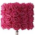 thumbnail image 3 of Benjara BM231812 Lampe de Table à Abat-Jour Tambour Bloom Roses avec Base en Acrylique Torsadée, Rouge, 3 of 5