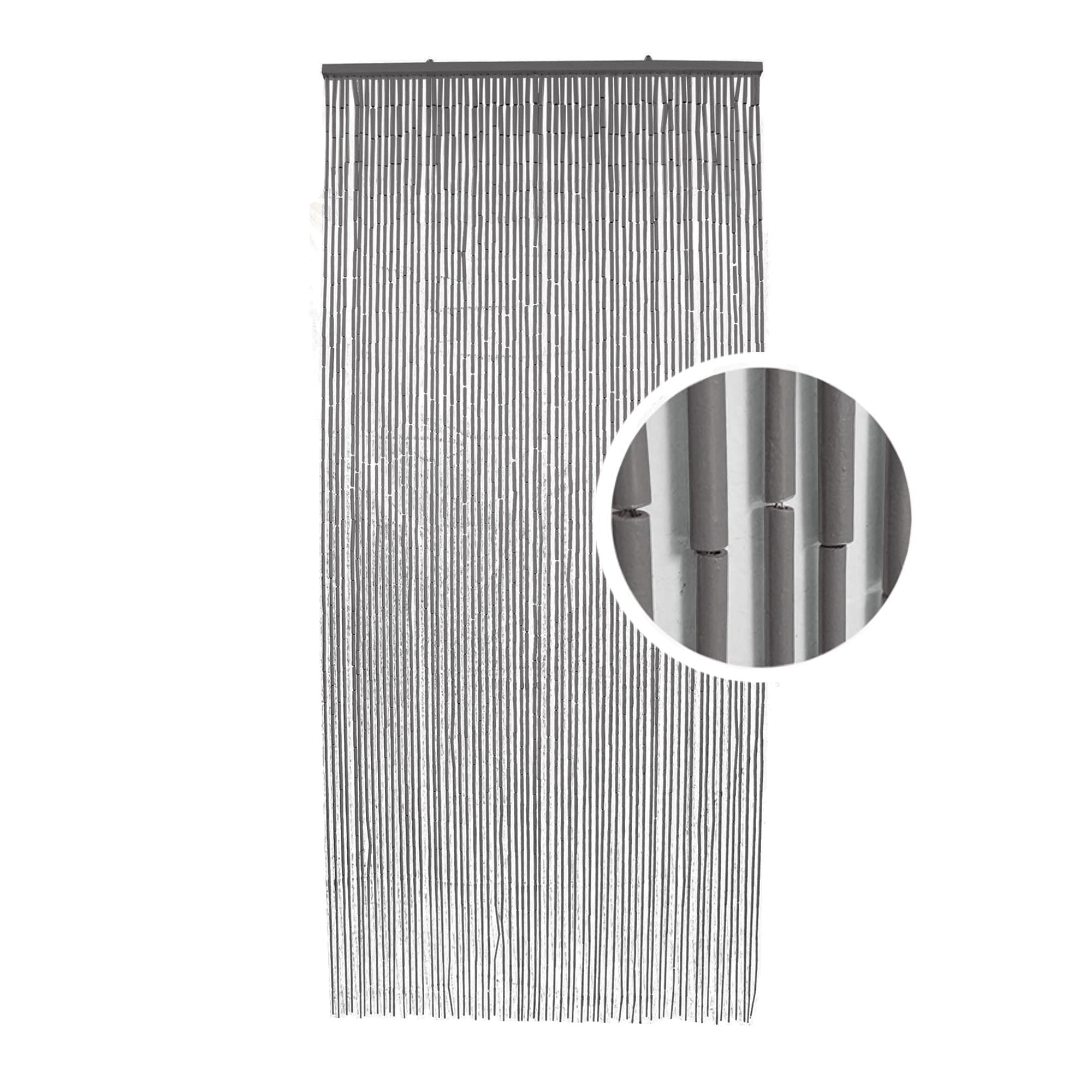 Bamboo Beaded Door Curtain 65 Strings 79" W x 36" W Gray
