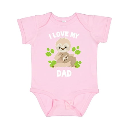 

Inktastic Cute Sloth I Love My Dad with Green Leaves Gift Baby Boy or Baby Girl Bodysuit