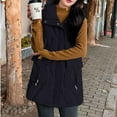 thumbnail image 5 of Wancir Women Long Vest Solid Color Sleeveless Hood Winter Puffer Vest Outwear, 5 of 8