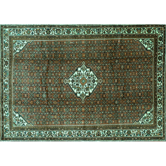 Ahgly Company Machine Washable Indoor Rectangle Persian Turquoise Blue Traditional Area Rugs, 6' x 9'