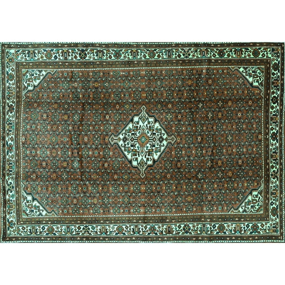 Ahgly Company Machine Washable Indoor Rectangle Persian Turquoise Blue Traditional Area Rugs, 5' x 7'
