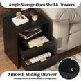 thumbnail image 6 of KIGOTY Farmhouse Nightstand Set of 2 with Charging Station, Night Stand Bedside Table with 2 Drawers,End Side Table with Open Shelf for Bed Room (Black, 2 Pack), 6 of 7