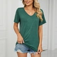 thumbnail image 4 of 2025 Under 10 Dollars, Women's Cross Wrap Tops Summer Deep V Neck T Shirts Casual Sexy Knit Short Sleeve Blouses Slim Fit Ruched Shirts, 4 of 6