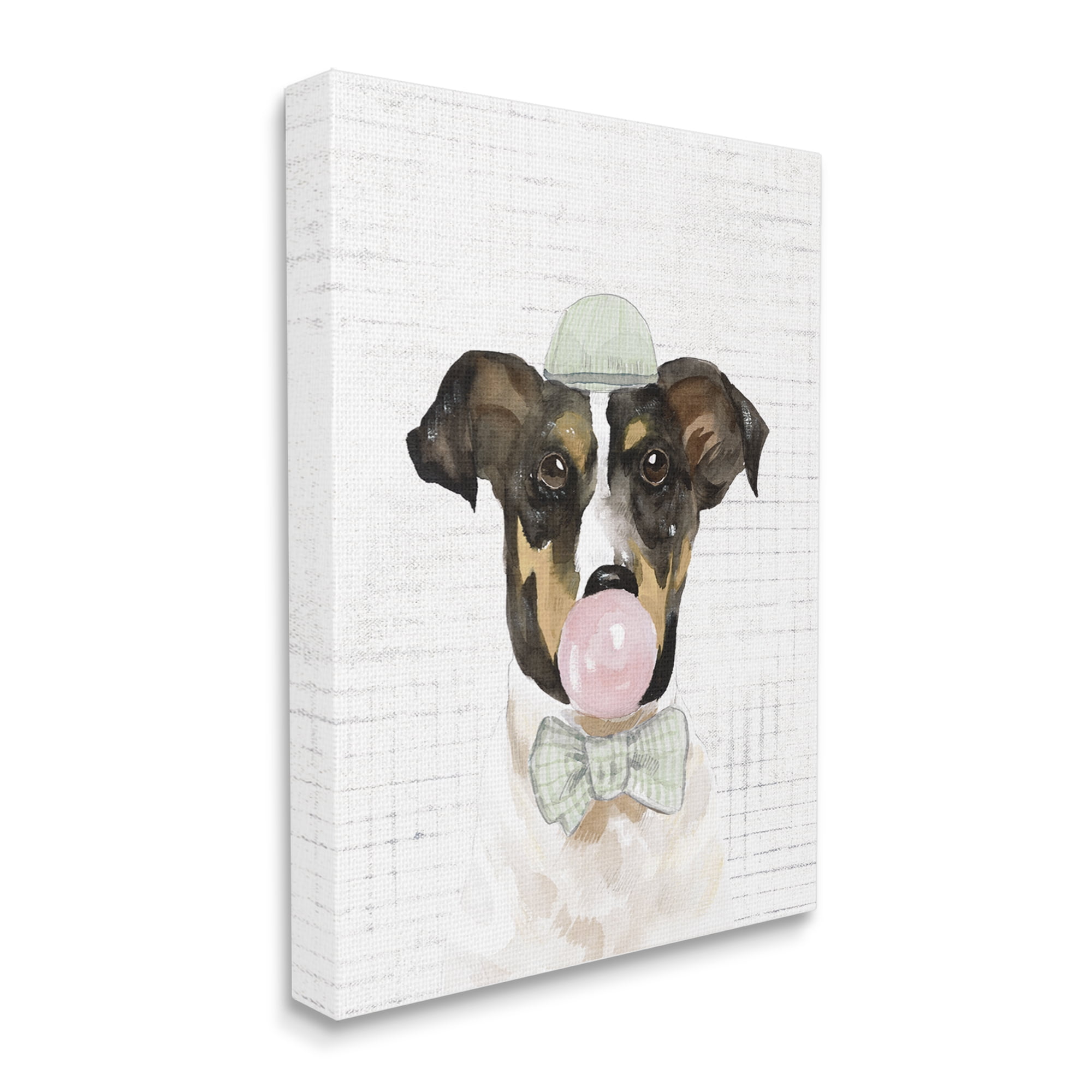 Stupell Industries Dog with Bowtie Patterned Animals & Insects Painting Gallery Wrapped Canvas Print Wall Art, 16 x 20