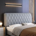 thumbnail image 3 of NANAHuang Artificial Leather Quilted Bed Head Cover Solid Color Head Cover Luxury Universal All-inclusive Dust-proof Bed Curved Back Cover, 3 of 5
