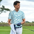 thumbnail image 2 of Kdxio Blue Snake Print Men's Short Sleeve Polo Shirt,Midweight Men's Shirt, 2 of 6