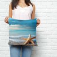 thumbnail image 3 of Throw Pillow Covers 20x20 Inch, Coastal Starfish Decorative Pillow Cases for Couch Sofa Bed, Modern Beach Ocean Waves Blue Sky Cotton Linen Square Home Decor Pillowcases with Hidden Zipper, 3 of 7