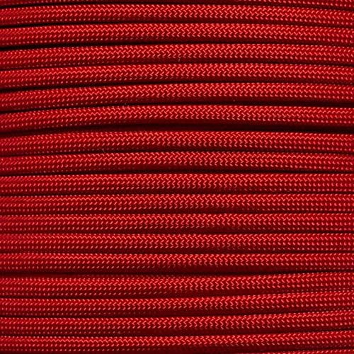 US Ropes Type III Commercial 550 Paracord 100' Hank Made in USA Survival Cord Parachute Outdoor (Imperial Red)
