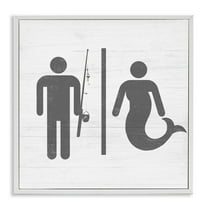 Stupell Industries Fisherman or Mermaid Bathroom Typography Painting White Framed Art Print Wall Art, 12 x 12