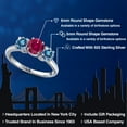 thumbnail image 2 of Gem Stone King 925 Sterling Silver Red Created Ruby and Persian Blue Moissanite Engagement Ring for Women | 2.00 Cttw | Round 6MM | Gemstone July Birthstone | Size 7, 2 of 6
