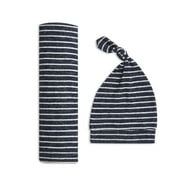 aden + anais snuggle knit swaddle gift set navy stripe