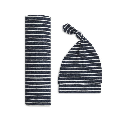 aden + anais snuggle knit swaddle gift set navy stripe