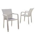 thumbnail image 1 of Noble House Chaises Empilables Extérieures en Aluminium Gris Château (Lot de 2), 1 of 8
