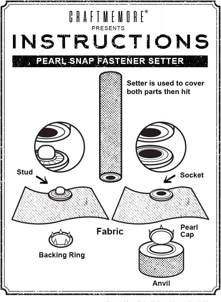 Snap Fastener Setting Tool for Pearl Snap Ring Fastener Buttons - Snaps NOT Included (Prong Snap Setter)