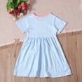 thumbnail image 5 of Girls Light Blue Striped Pumpkin Dress Short Sleeve with Pockets for Kids Fall Hall-oween Thanksgiving,Size 6 T, 5 of 9