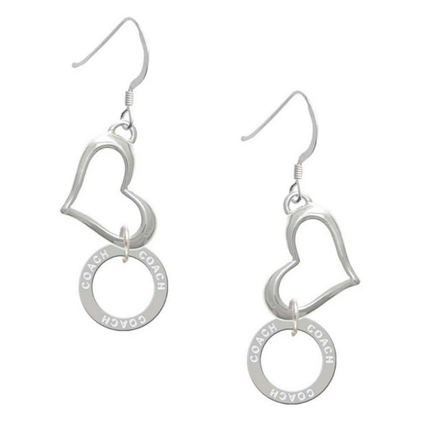Delight Jewelry Silvertone Coach Eternity Ring Open Heart French Earrings -  