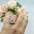 thumbnail image 4 of Three Stone Baguette Set Wedding Band Ring Blue Sapphire CZ 925 Sterling Silver Size 7, 4 of 5