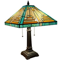 Vinplus Tiffany Table Lamp, 23" Tall Antique Mission Style Stained Glass Bedside Desk Lamp