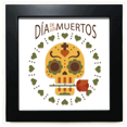 thumbnail image 1 of l Rose The Day Of The Dead Mexico Black Square Frame Picture Wall Tabletop, 1 of 3