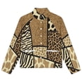 thumbnail image 4 of Jackets for Women Winter Coat Jackets Flannel Stand Collar Jacket(Animal Print Patchwork Rug,Size:S-4XL), 4 of 7