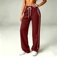 thumbnail image 2 of Inleife Women's Retro Sporty Sweatpants with Side Stripes Drawstring High Waist Wide Leg Trousers, Casual Track Pants with Pockets, 2 of 6