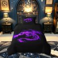 thumbnail image 3 of meiyoeat Glowing Flame Magic Dragon Twin Duvet Cover for Boys Girls Kids, Gothic Animal Twin Bedding, Purple Black, Black Reversible, 2pcs, 1 Duvet Cover and 1 Pillowcase, 3 of 6
