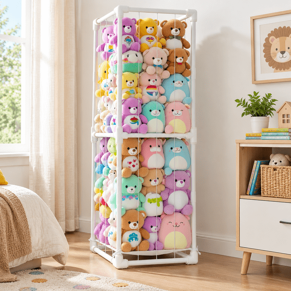 Extra Large Stuffed Animal Storage Organizer Tower, Vertical Space-Saving Plushie Holder