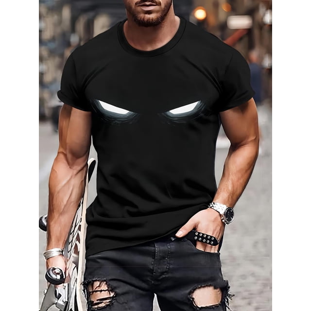 playera gráfica para hombre con diseño1pc Men'S Novelty 3D Printed T-Shirt, Casual Crew Neck, Regular Fit, Stretchable - Fashionable Graphic Tee Tee For Adult, Men, Women, Teen, Teenager, Adolescent